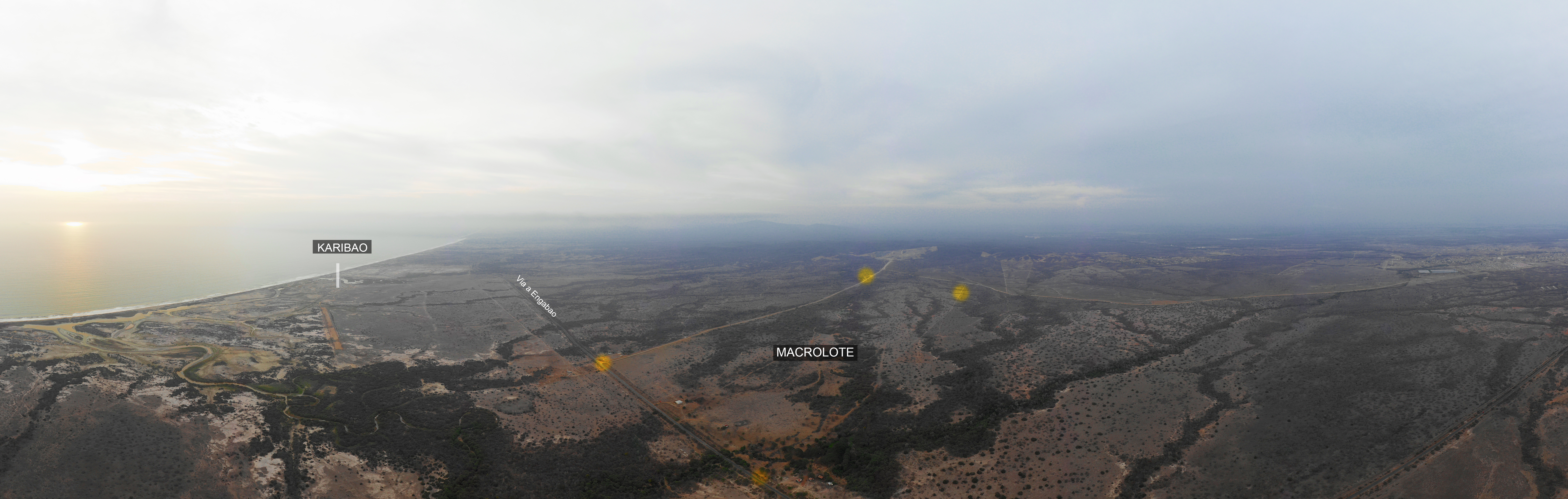 Vista aérea — Karibao y Macrolote marcados